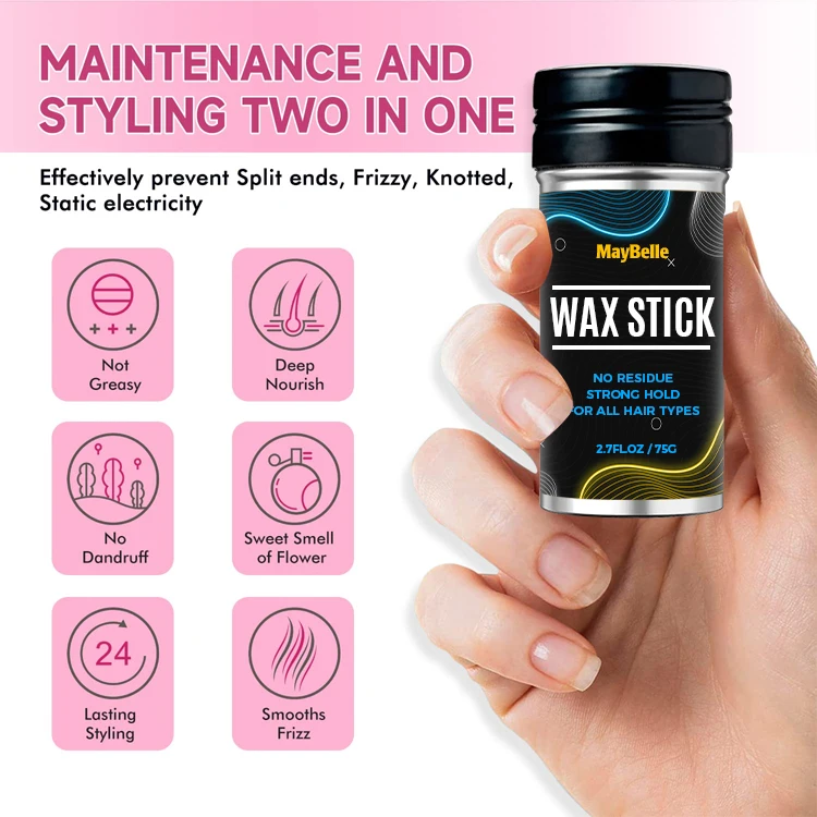 Factory Private Label Hair Smoothing Stick Sleek Polish With Edge Control Strong Hold Wax 2.7oz