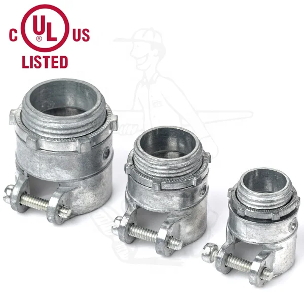 Zinc Die Cast Flexible Conduit to Box Straight Squeeze Connector Zinc Connector