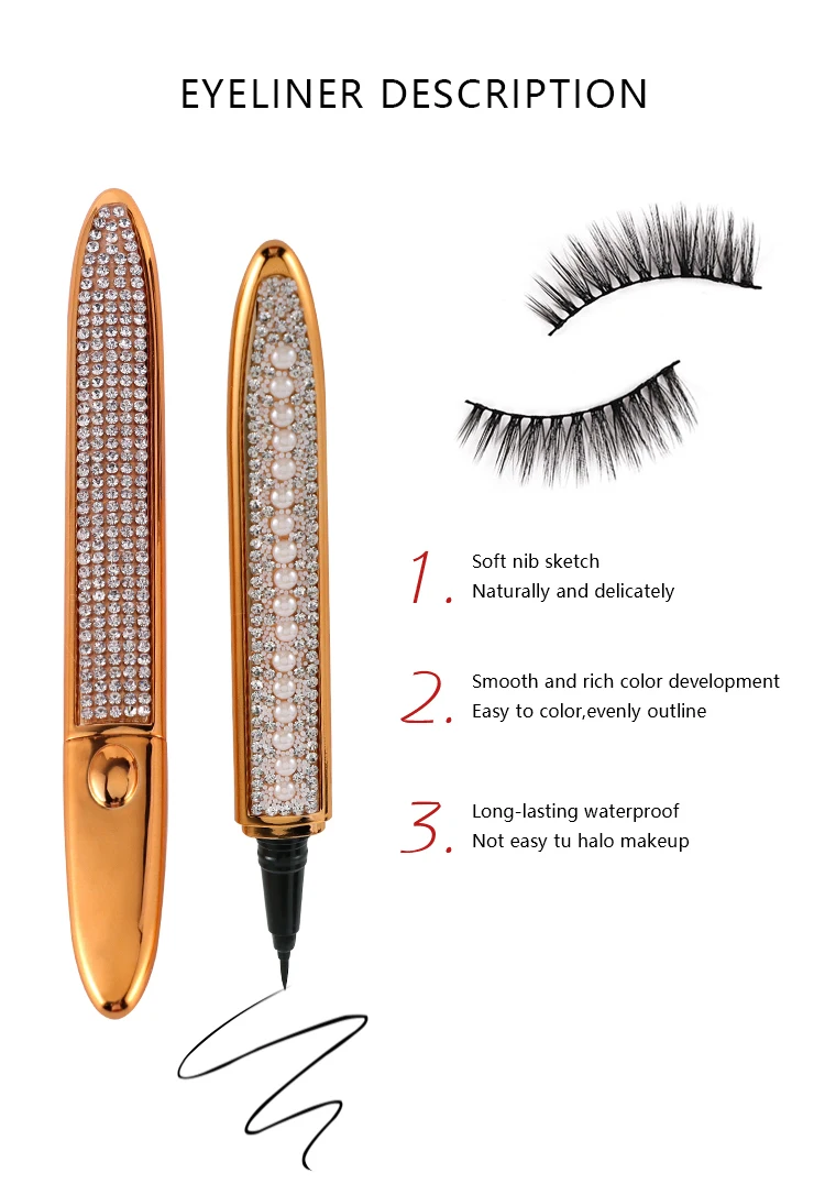 New Design 2 In 1 Private Label Custom Logo Colored Waterproof Glitter Liquid Black Lashglue Glue Pen Eyeliner For Makeup