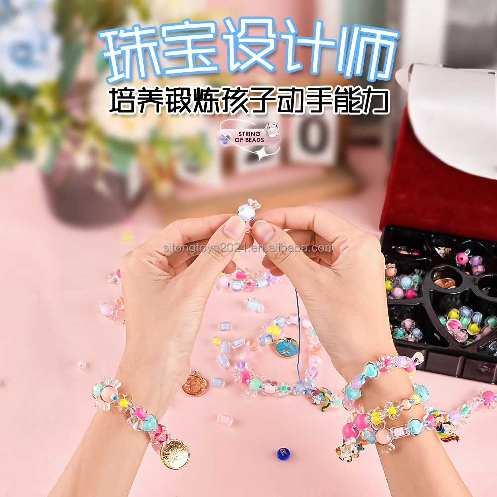 Wholesale Educational Toys girl Gift color Bracelet Toy Product diy beads Necklaces Bracelet Toys
