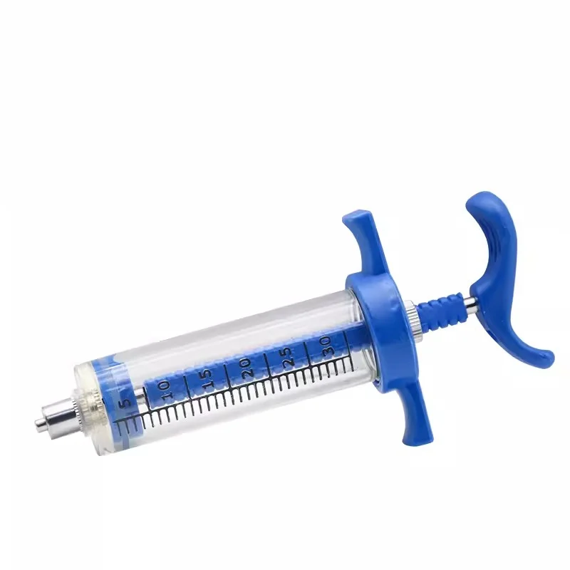 Blue and Orange Continuous Veterinary Syringe Plastic Steel Veterinary Metal Syringe Instrument