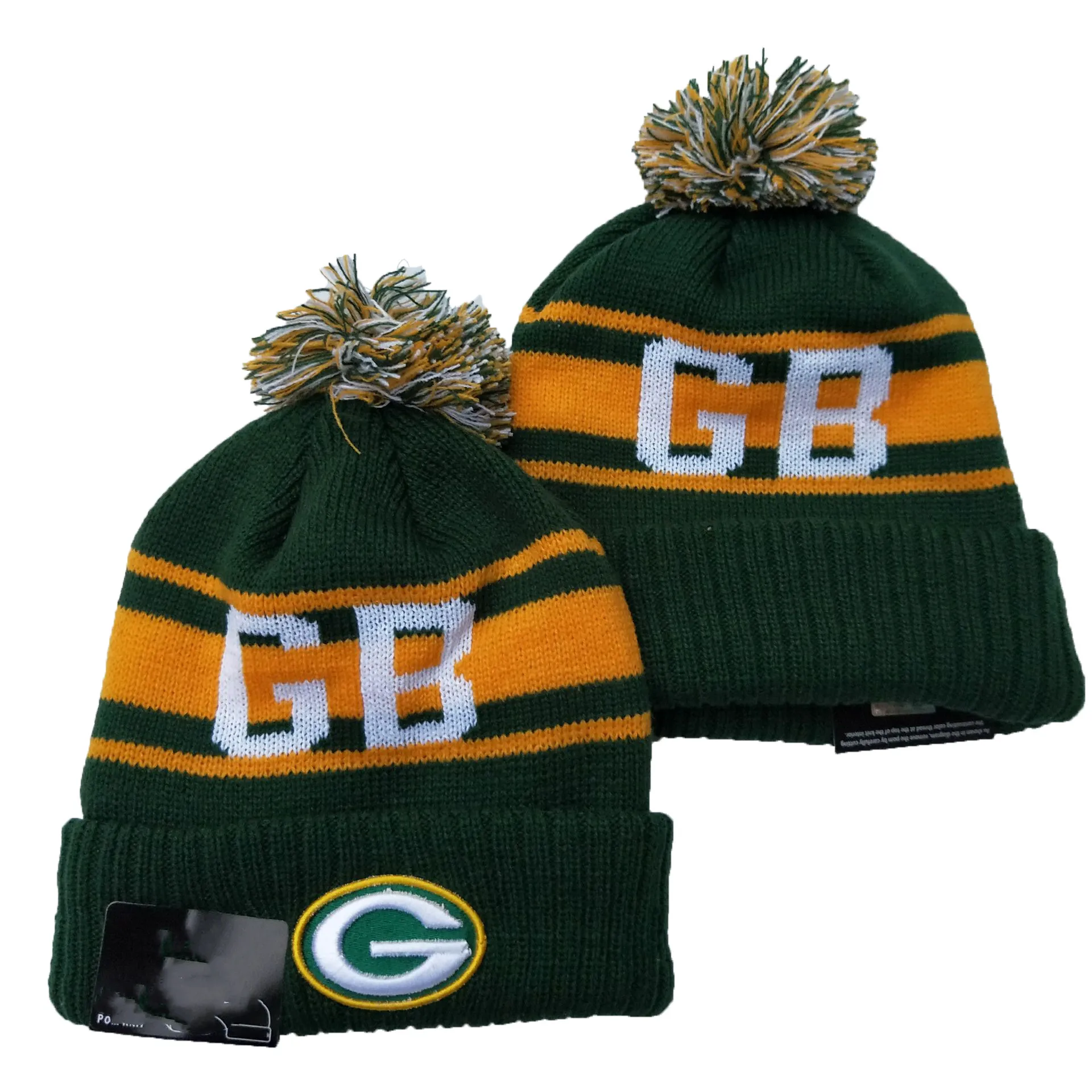 Outdoor fashion winter beanie hats, high quality embroidered football packer s embroidered hats,