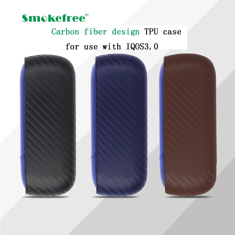 
Smokefree New design blue Carbon Fiber Pattern case weaving logo Soft shell for use with IQOS 3.0 