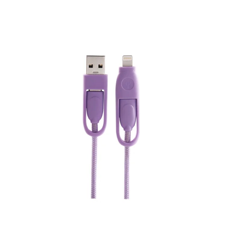 
Free Shipping Custom USB A 2.0 4 in 1 PD Fast Charging Data Cable Nylon Charging Cable for iPhone Charger 