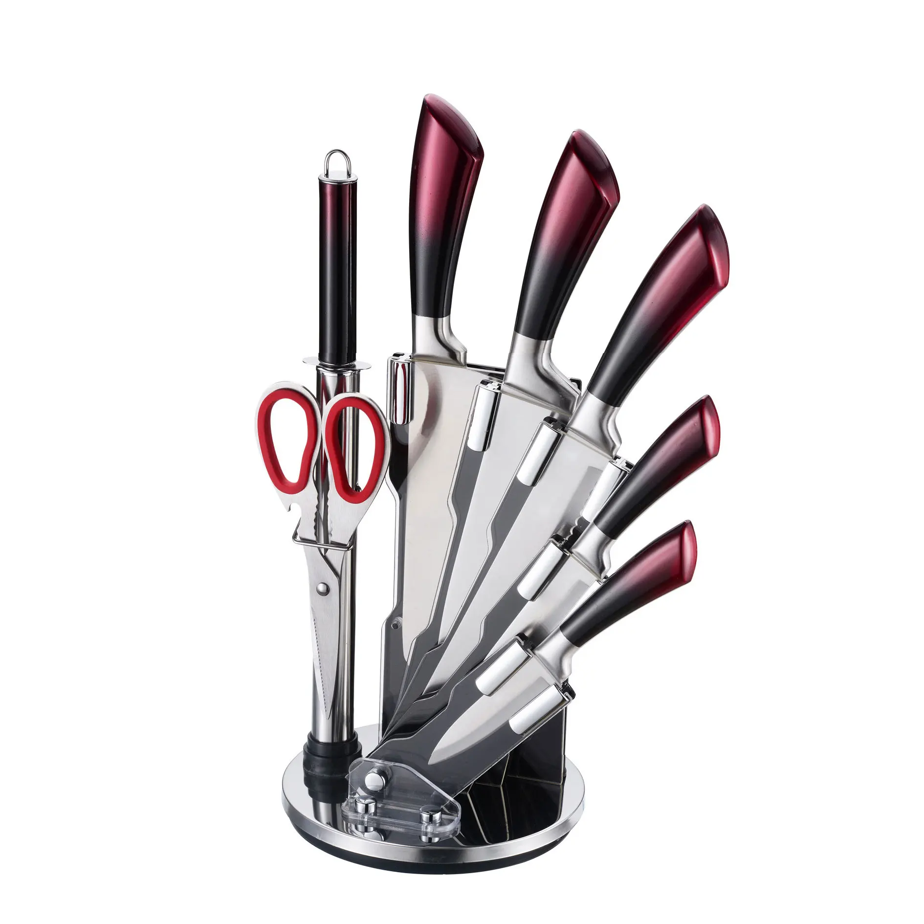 High Quality Stainless Steel Kitchen 8 Piece set Knife Set With with Rotating Block Stand