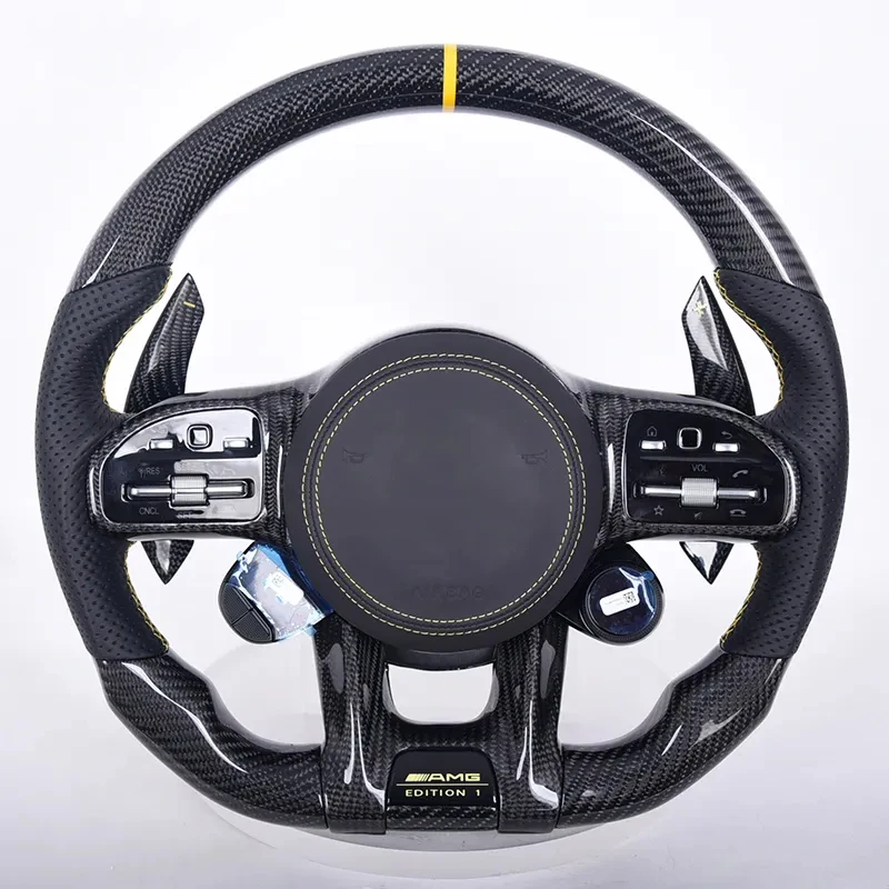 Custom Exclusive Carbon Fiber Steering Wheel with LED Race Multifunction Display for Mercedes Benz