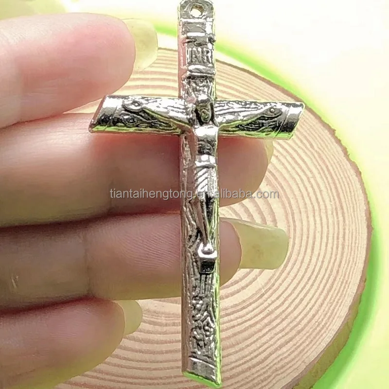 big size antique silver plated zinc alloy cross religious rosary crosses jesus Crucifix pendant