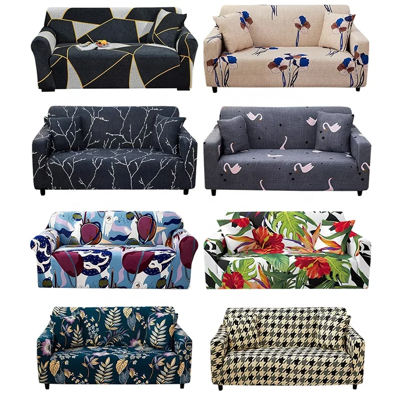 Amazon hot selling printed sofa cover super soft fabric elastic sofa slipcover wholesale