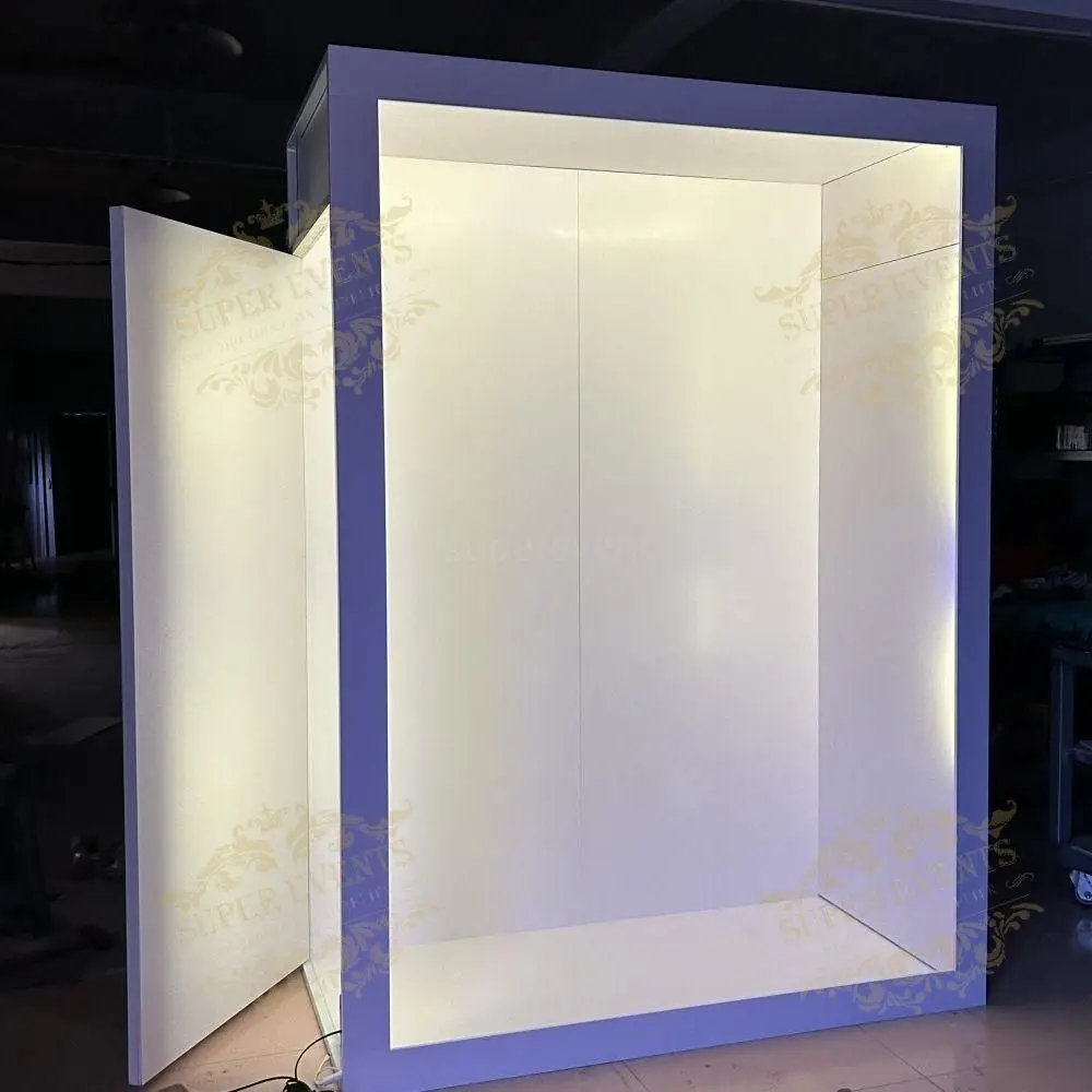 New vogue photo booth backdrop box PVC Wedding party decoration props Magazine Box Photo Booth with led light with doors