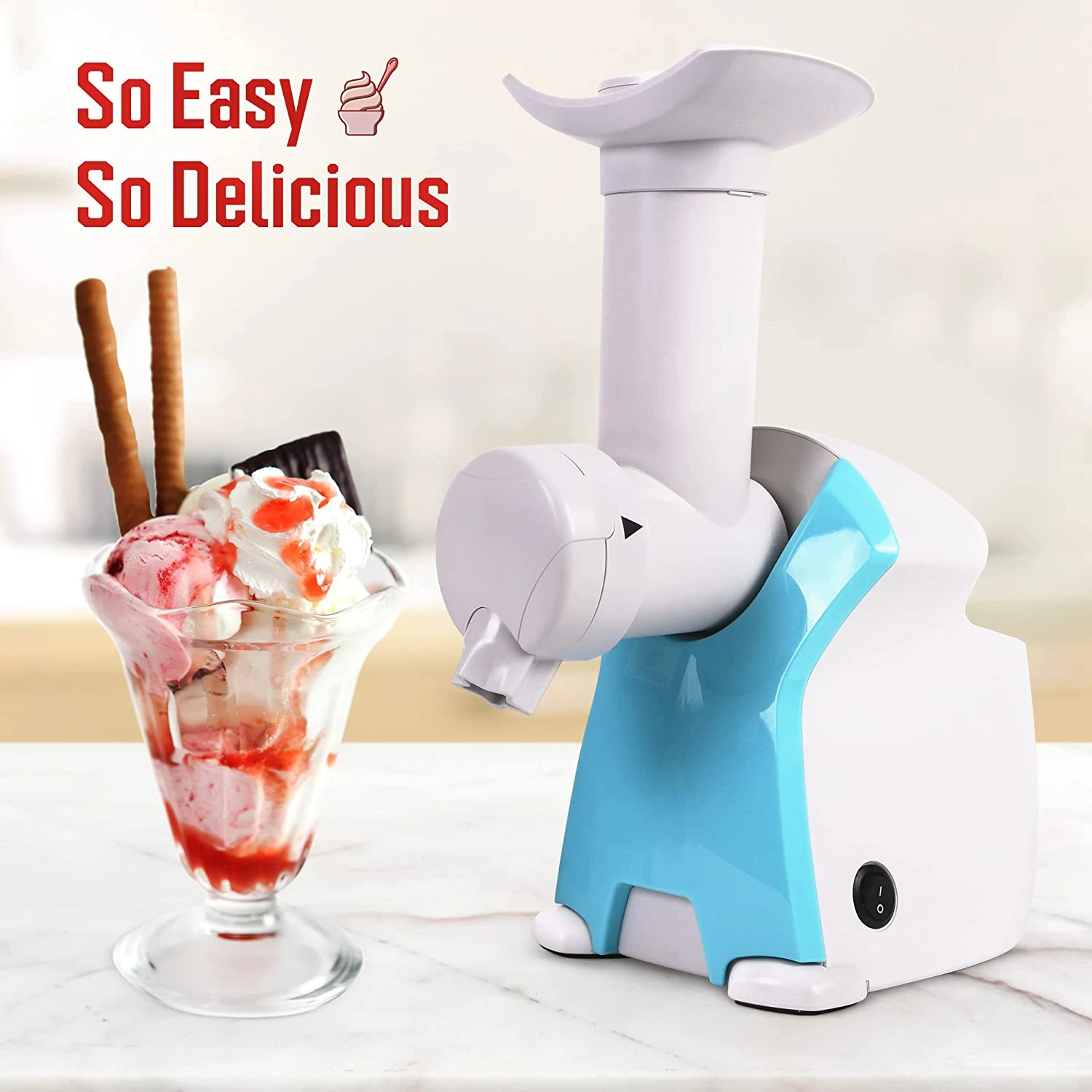 Frozen Dessert Maker 2.8 qt. Color White, Vegan Ice Cream and Frozen Yogurt Maker Soft Serve Desserts With Recipes