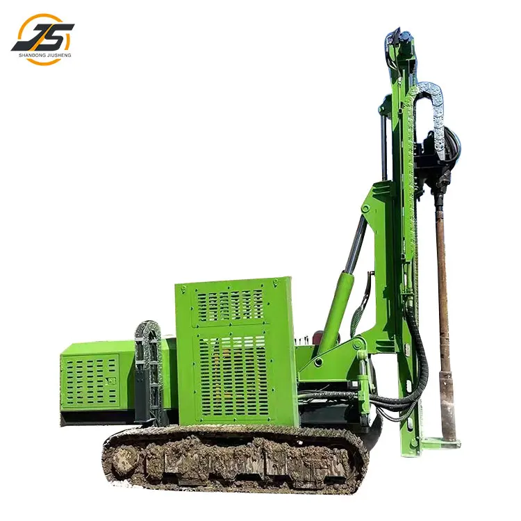360 degree rotating solar powered drilling rig with hydraulic drilling hole and spiral drilling rig