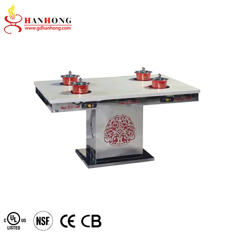 4-person square marble hot pot restaurant dining table