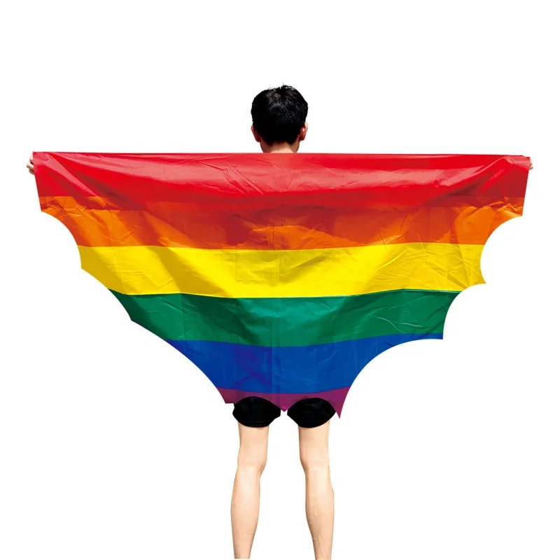 Cheap Fast Delivery Gay LGBTQ Pride Rainbow Body Flag With Hat