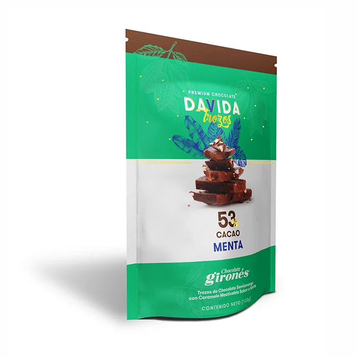 DAVIDA Premium Indulgent Semisweet Smooth Chocolate Barks 53% Cocoa with Colombian Ingredients Fresh Flavor Mint