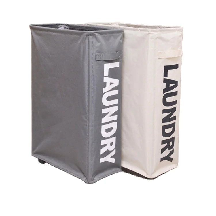 Logo Multi-Functional Corner Slim Laundry Hamper Dirty Clothes Storage Basket Organizer Oxford cloth Laundry Basket With Wheels