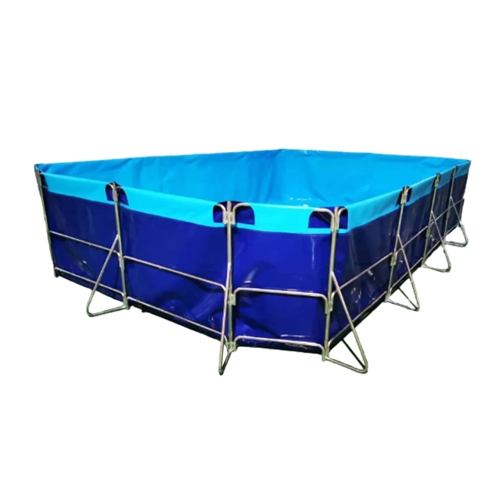 fish tank plastic farm fish plastic pond for fish square shape galvanized pipe frame customized capacity 2.4m3 - 50m3