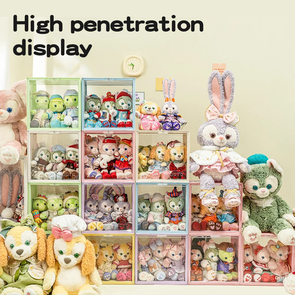 Display Box, Doll Display Storage Case, Stackable Show Case 2 Packs 19L Storage Box for Pop Mart, Lego, Collectibles