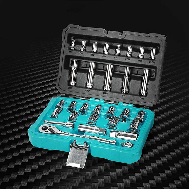 DURATECH 30pc Hand Tool Set Wrench Sets Standard (SAE) and Metric Mechanic Tool Set With Hard Case