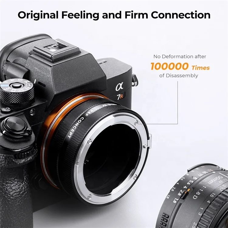 K&F Concept High Precision Lens Mount Adapter NIK-NEX for Nikon F Series Lens to Sony E Series Mount Camera
