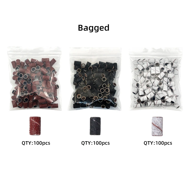 High Quality Manicure Ring White Tools Grinding Machine Mandrel Grit Head Sandpaper Nail Bits Art Bands Mini Drill Sanding Zebra