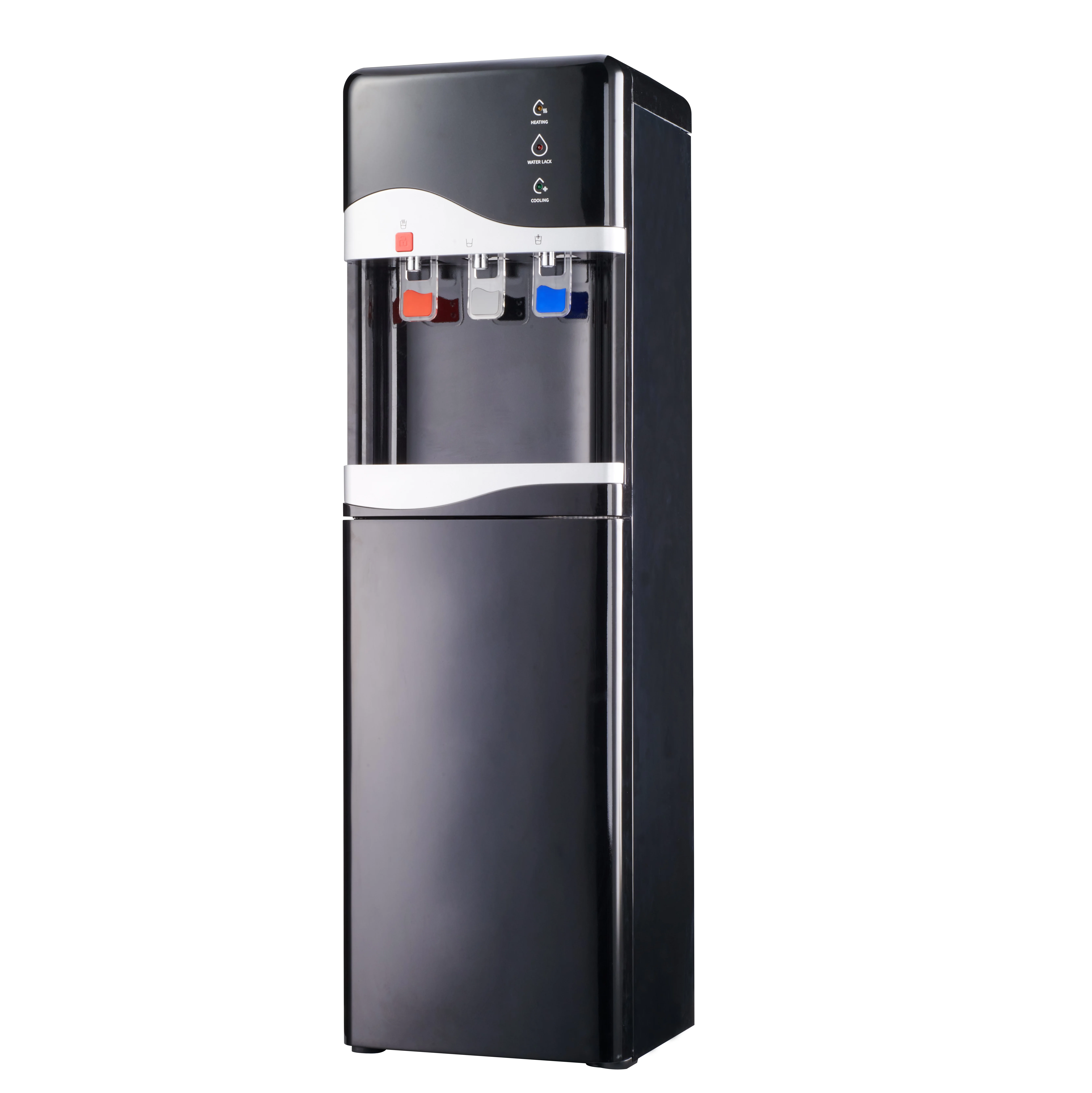 Vertical Hot Cold Warm 3 Taps Compressor cooling Water Dispenser YLR-2-5-V93BLB black water cooler with refrigerator
