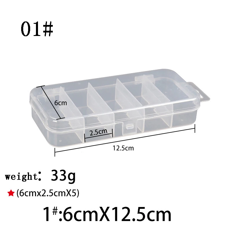 Customizable Fishing Tackle Box 6 Compartments Bait Lure Hook Storage Accessories Plastic Case Transparent