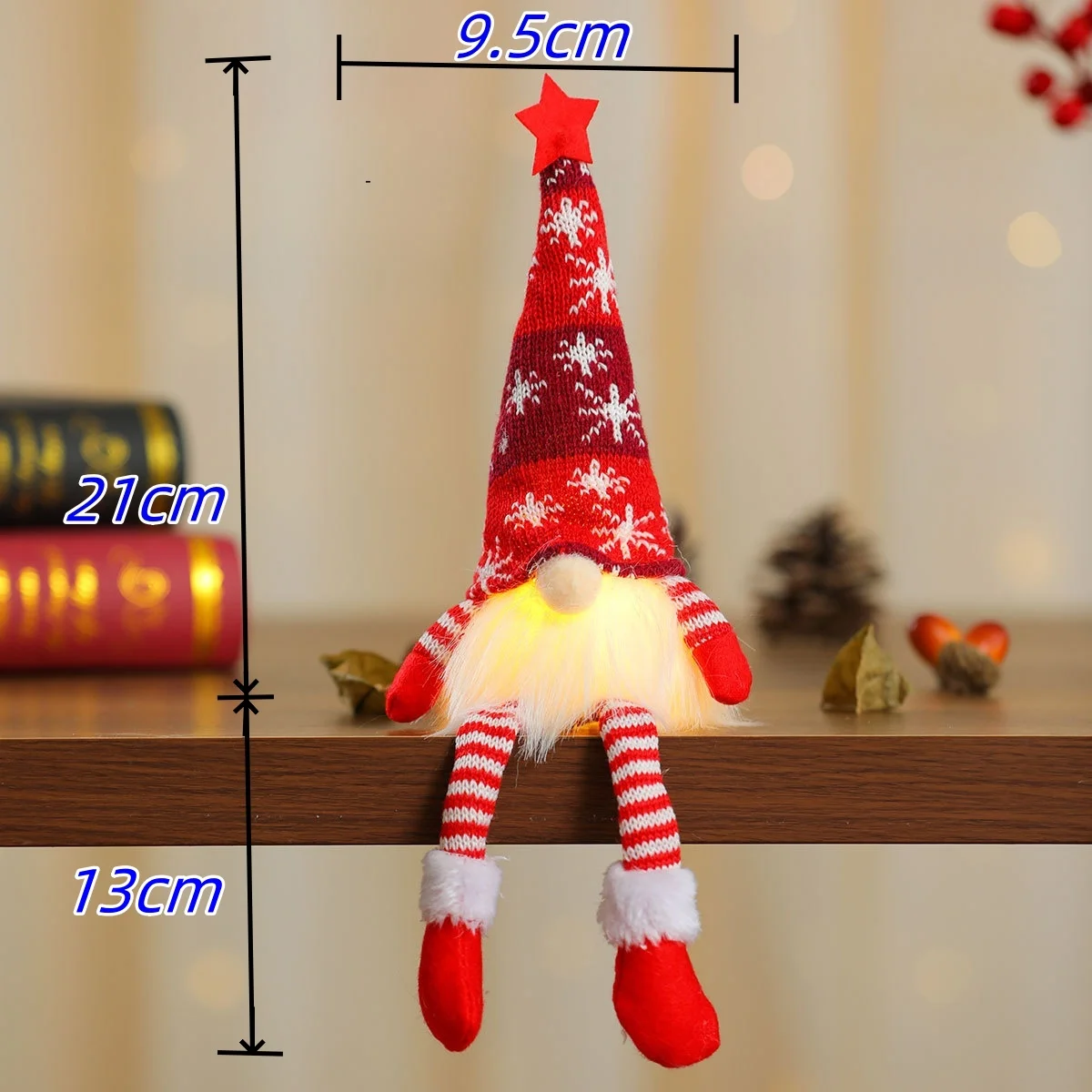 2024 Christmas Long Legs Gnome Decorations with Lights Handmade Xmas Standing Doll Ornaments Scandinavian Santa Winter Party