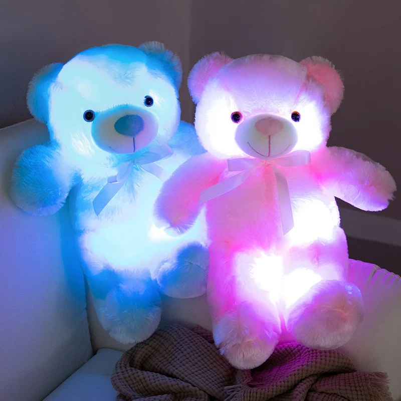30/40cm Wholesale colorful stuffed animal led night light teddy bear cuddly light up teddy bear lighting teddy bear for kids