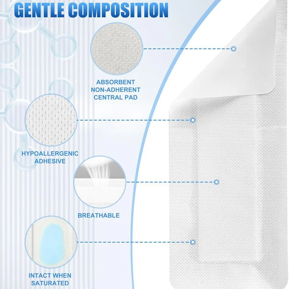 9*25cm Adhesive Absorbent Wound Dressing For High Exduates Wound 10*25 Nonwoven Wound Dressing