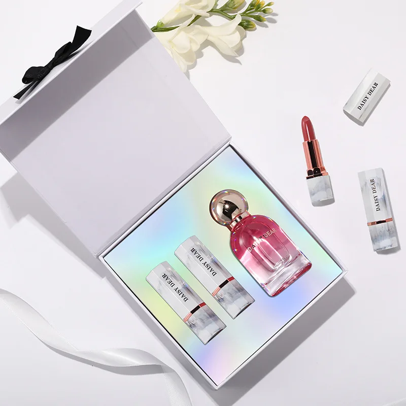New Arrival Women Perfume Gift Sets 50ML Nice Scent Perfume and 3.5g*2 Lasting Lipstick Set for New Year Gifts