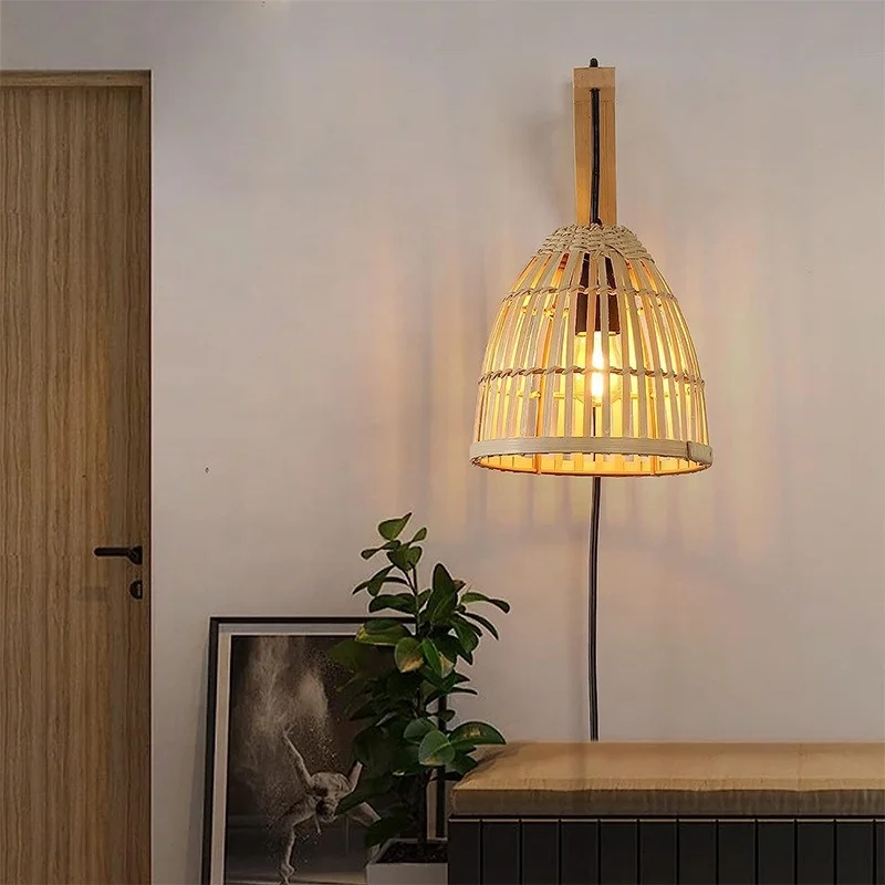 Cheap price indoor lighting customized hotel restaurant bedside bamboo lamp chandelier wall suspension pendant light