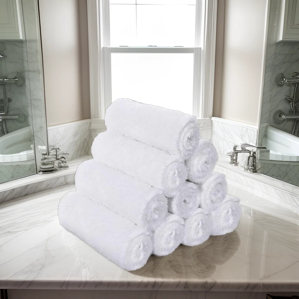 Organic Cotton Bamboo Washcloth Towel Set Quick-Dry Rectangle Sports Pattern for Hotel Bathroom Use Knitted Technique