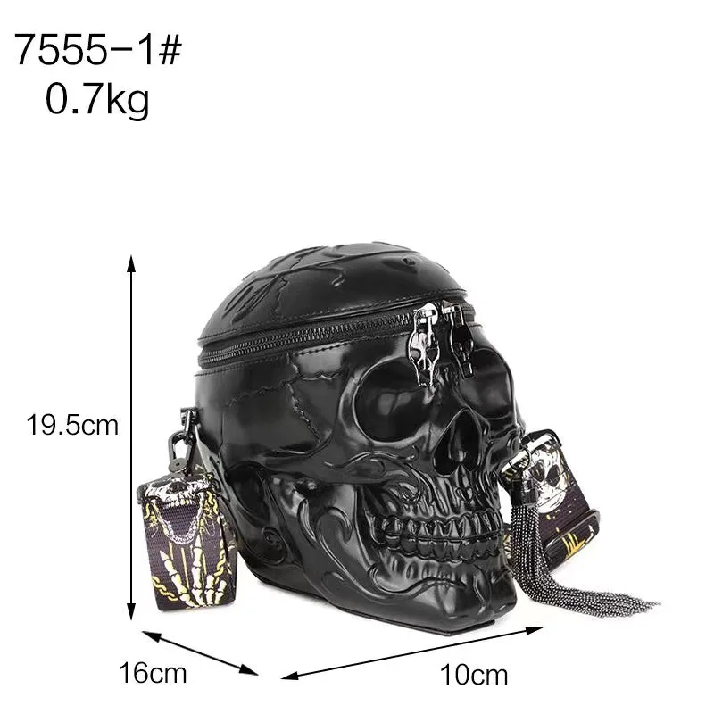 Hot New skull shape personality Halloween shoulder bag high texture ghost head backpack PU leather skull crossbody bag