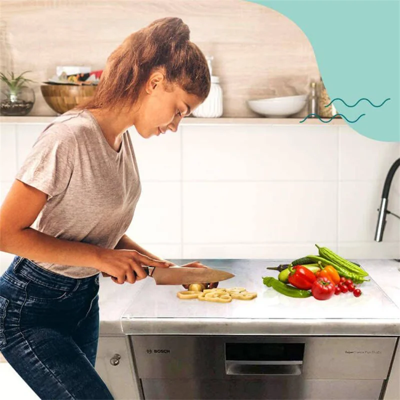 Акриловые Прозрачные Разделочные доски для кухонной стойки, акриловая противоскользящая прозрачная разделочная доска с губой для столешницы