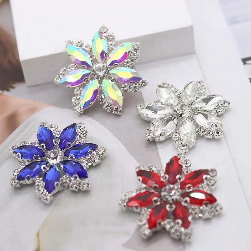 Cheap Cheap customized silver bling rhinestone slide flower hair clips gold diamond colorful  girls hair clip barrettes