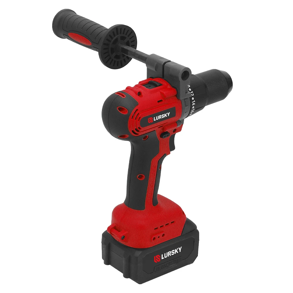 LURSKY powerful 2pcs 4.0Ah Battery cordless drill power hand impact drill driver drilling machine