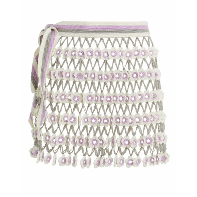 New Style Hand Crochet Lavender Floral Mini Skirt For Ladies