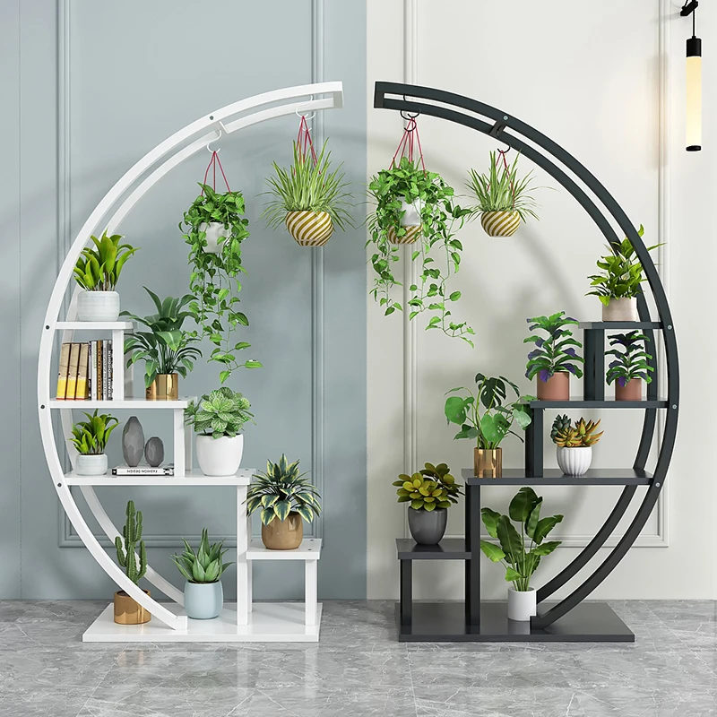 Напольная комнатная многослойная Балконная кованая железная рама с зеленым редисом подвесная Орхидея для гостиной круглая Цветочная полка