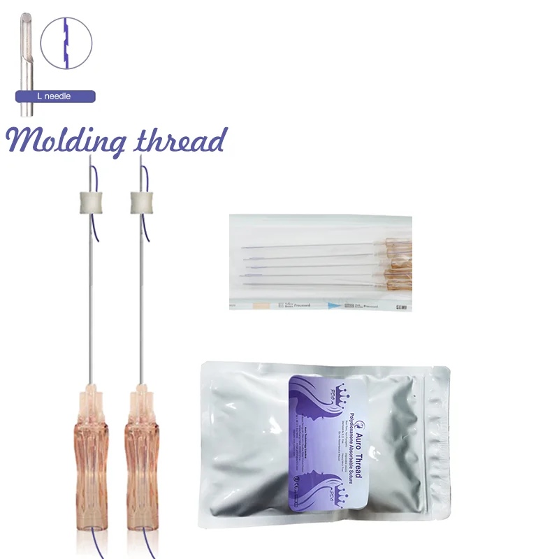 Strong effect face lifting absorbable  barbed molding cog 19G100mm sharp needle PDO threads for eye brow