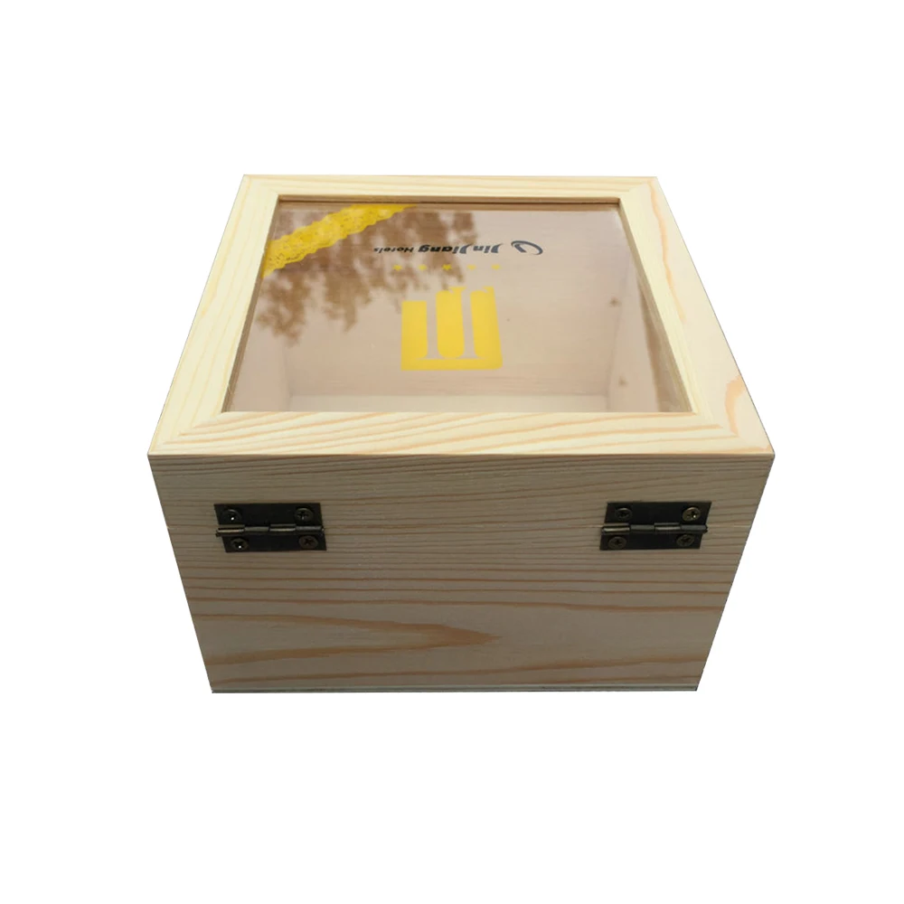 Деревянная Подарочная коробка из натурального стекла или акрилового покрытия на День святого Валентина, квадратная сосновая деревянная упаковочная коробка, детская коробка «сделай сам»