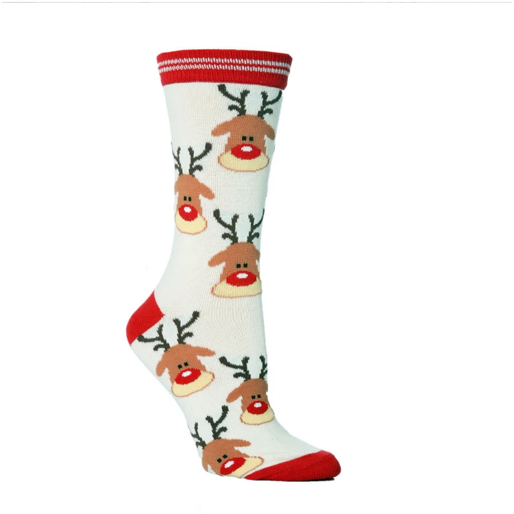 Autumn Winter Christmas Warm Snowflake Elk Santa Claus Gingerbread Man Cartoon Cute Couple Mid-Tube Socks