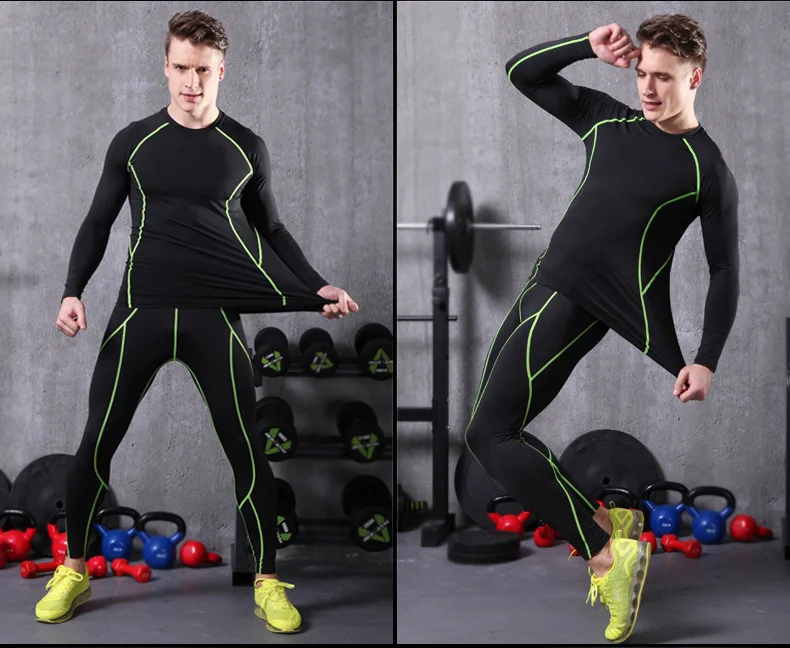 Winter Thermal Underwear Sport Base Layer Running polyester Long Sleeve T Shirt Sport for Men