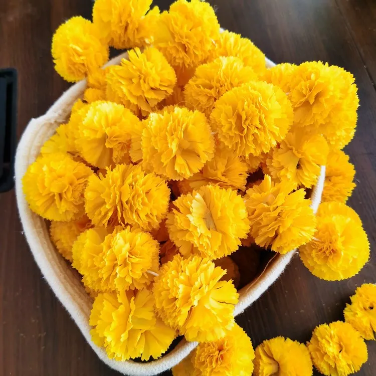 Wholesale Price Indian Yellow Orange Color Artificial Marigold Flower Garland For Wedding Decoration