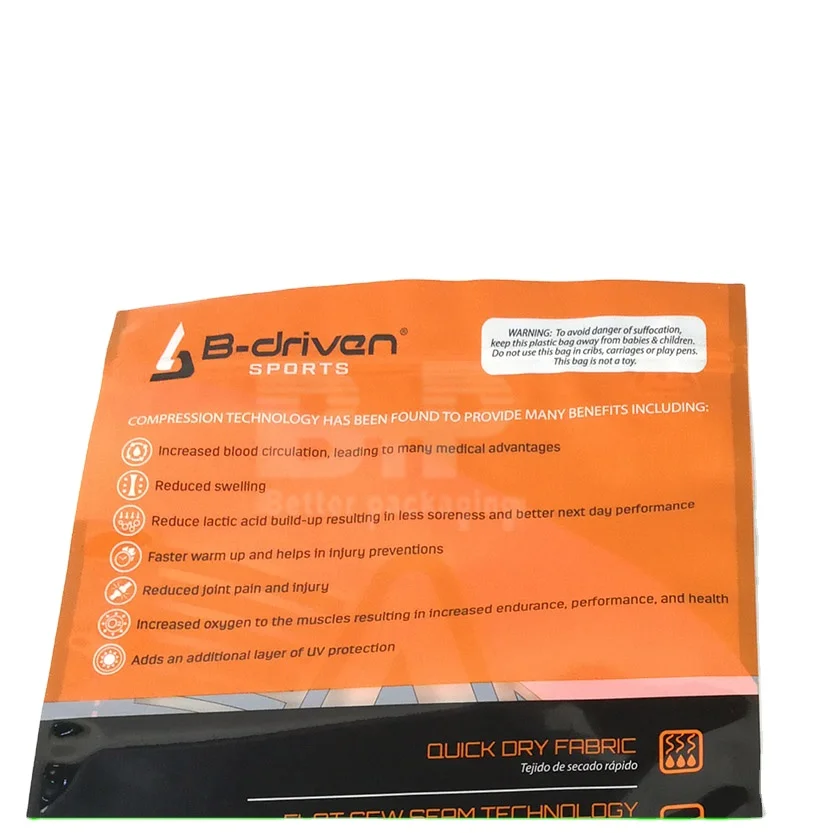 Sports Clothing Bags Zipper Packaging for Clothes/Bikini/Apparel/Shirt/Socks/Underwear Packing Garment Bags Plastic Pouch