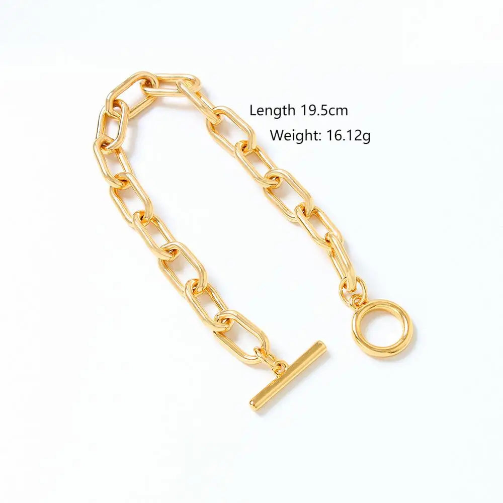 Customized Waterproof 18K Gold Plated Cooper Jewelry Cuban Chain Dainty 7.7inch Link Chain Bracelet for women