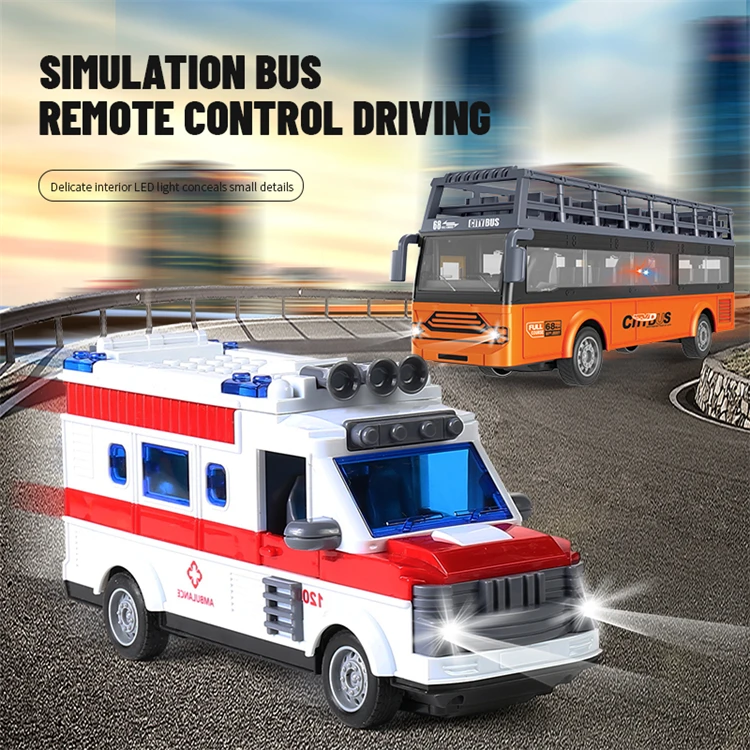 1 30 opening door lighting RC high speed 4 channels simulation design electric cars transportation ambulance toy car