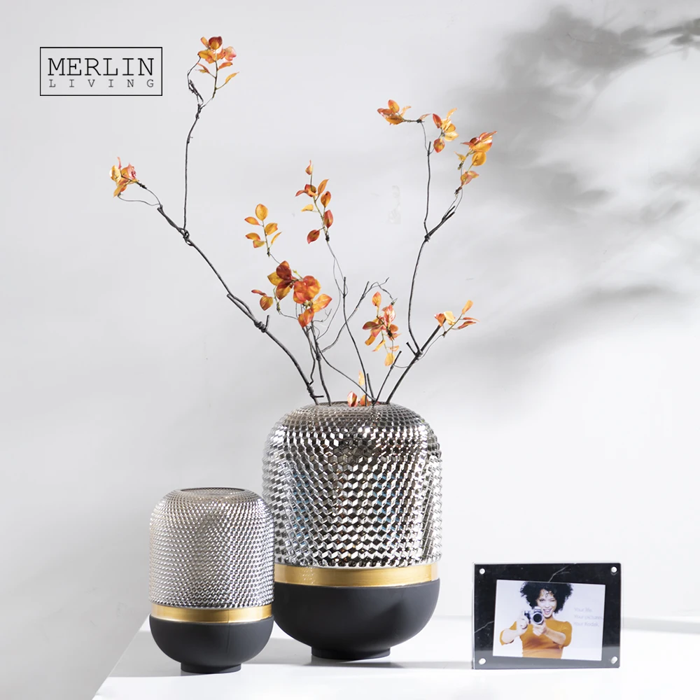 Стеклянная ваза Merlin с позолоченным покрытием Современный домашний декор Настольная Ваза для стеклянной