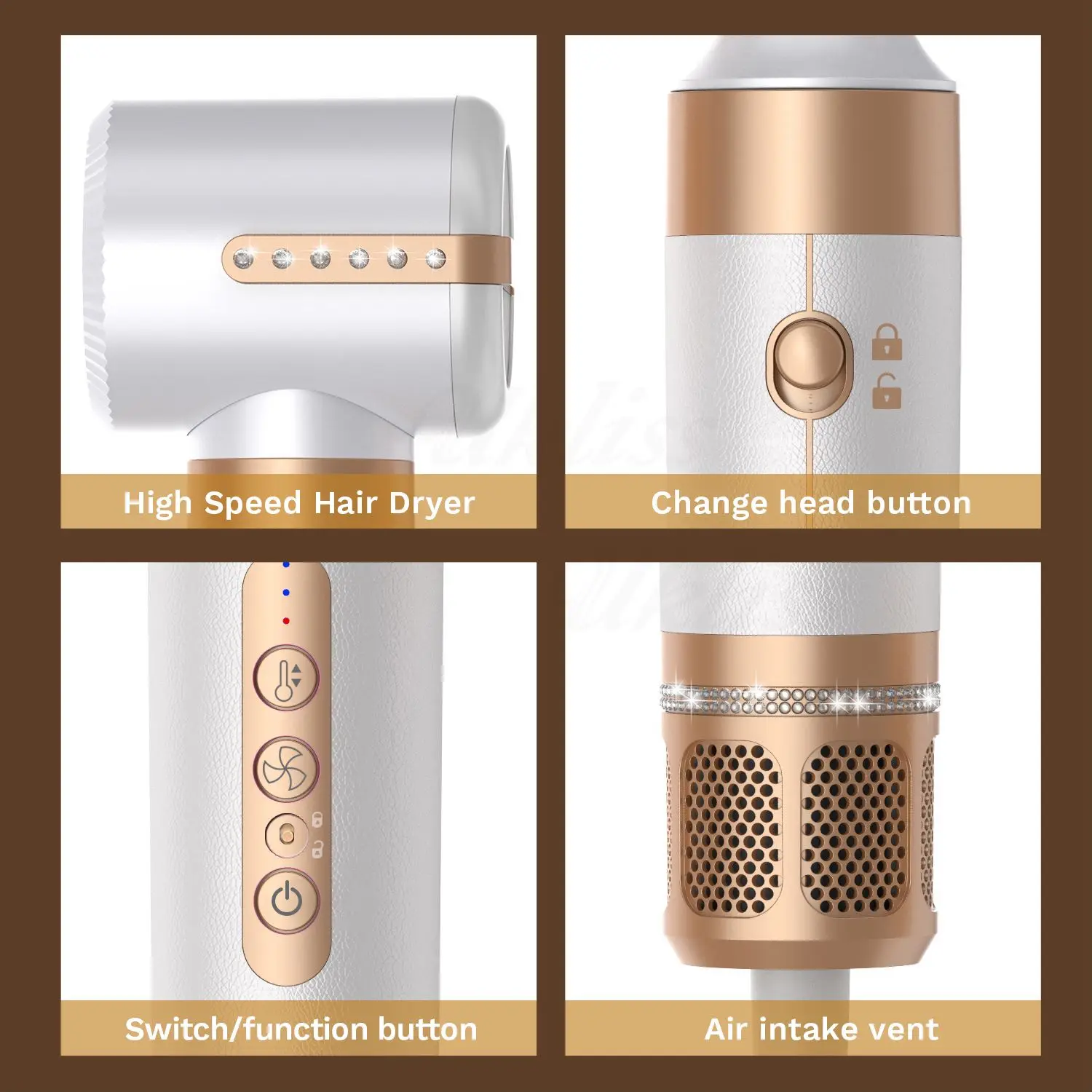 High Speed 7 in 1 Hair Dryer 110000RPM One Step Hot Air Brush Electric Travel Hair Blow Dryer