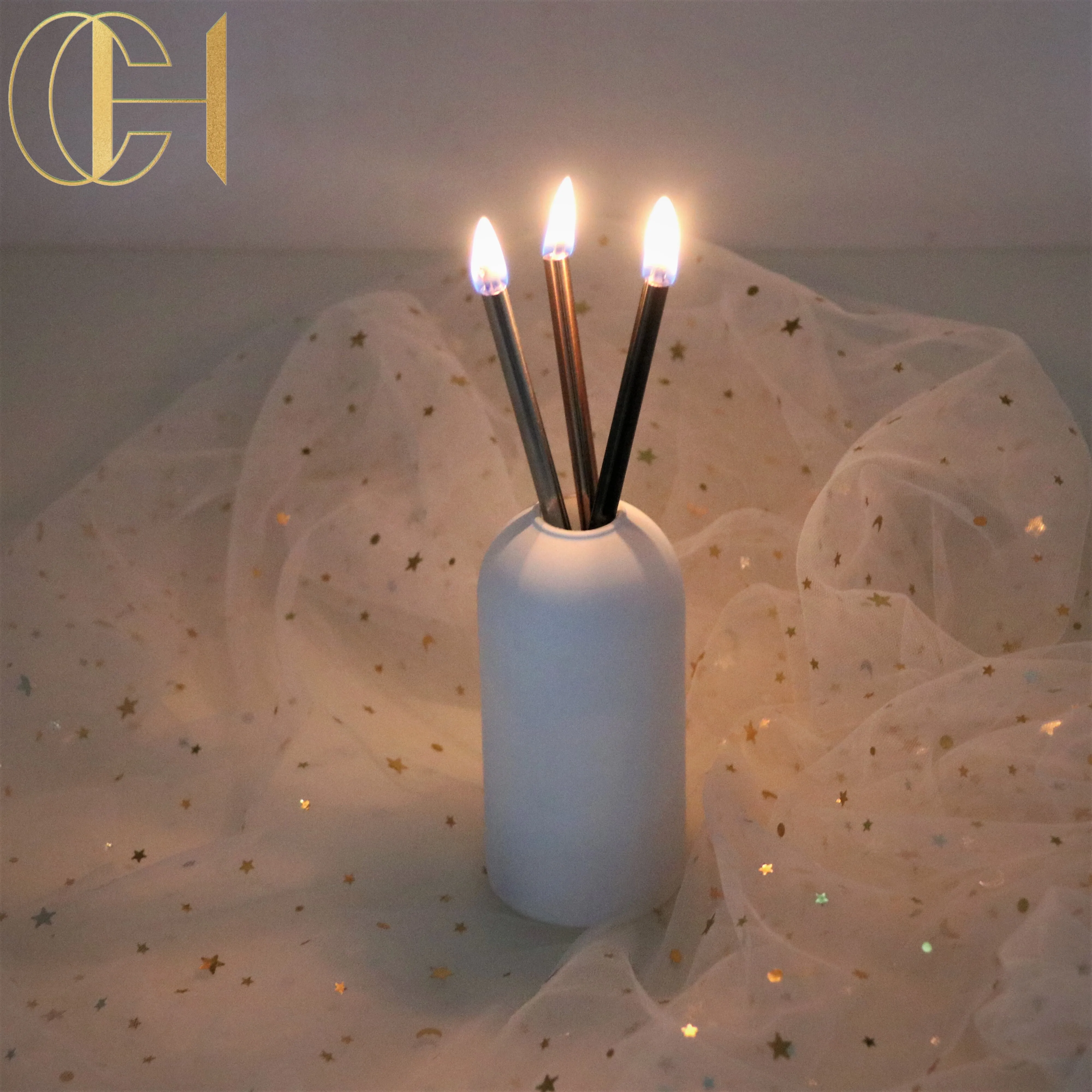 C&H New Candle Idea Metal Stick With Pristine Oil Simple Style Gift Set Wedding Birthday Unique New Style Everlasting Candle