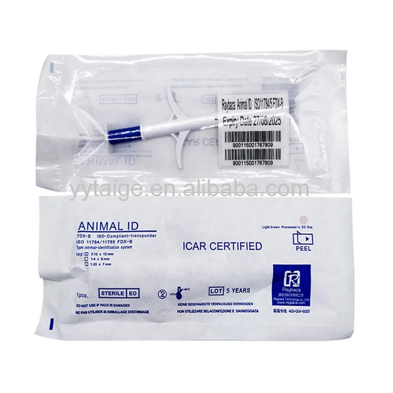 134.2khz ICAR RFID Implant 1.25x7 1.4x8 2.12x12mm Glass Tag Cattle Animal Id Microchips Dog Micro Chips Pet Microchip for Animal